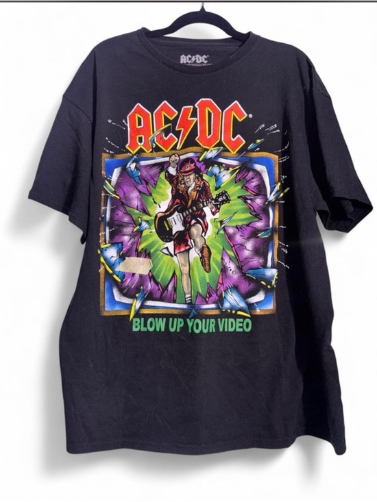 AC/DC Other - AC/DC Black Crew Neck Tee with White Logo Print